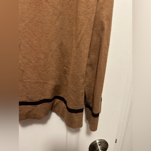 Anne Klein button down women’s XL Cardigan sweater brown contrast trim - Picture 14 of 15